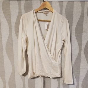 Banana Republic Wool Wrap Shirt, Size L, White